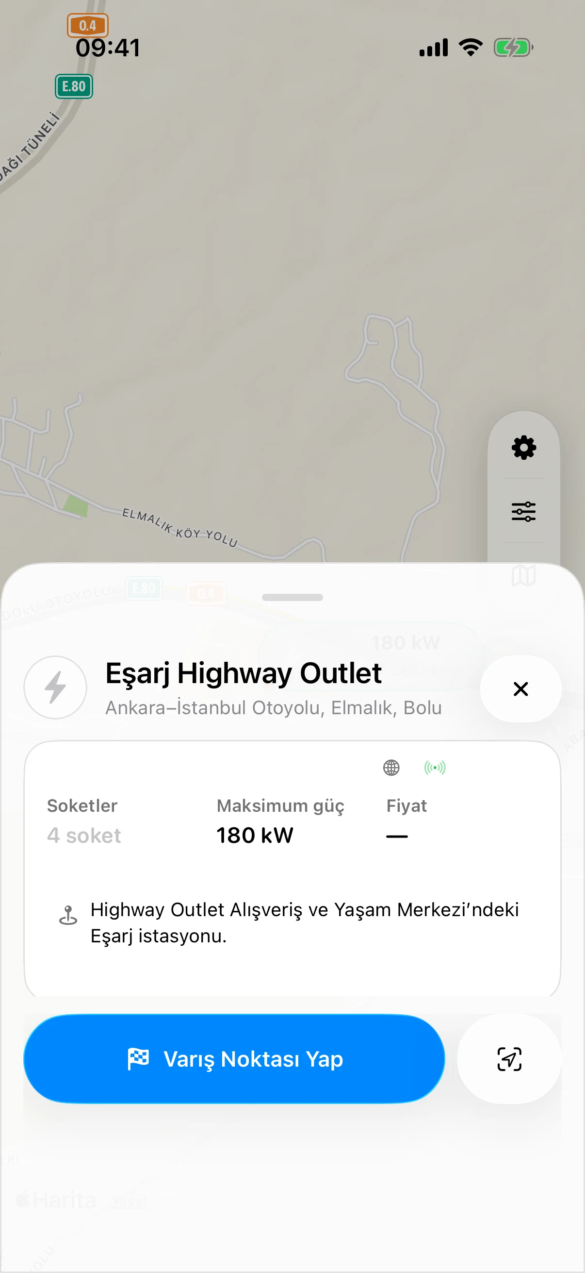 Highway Outlet Eşarj: soketler ve şarj gücü