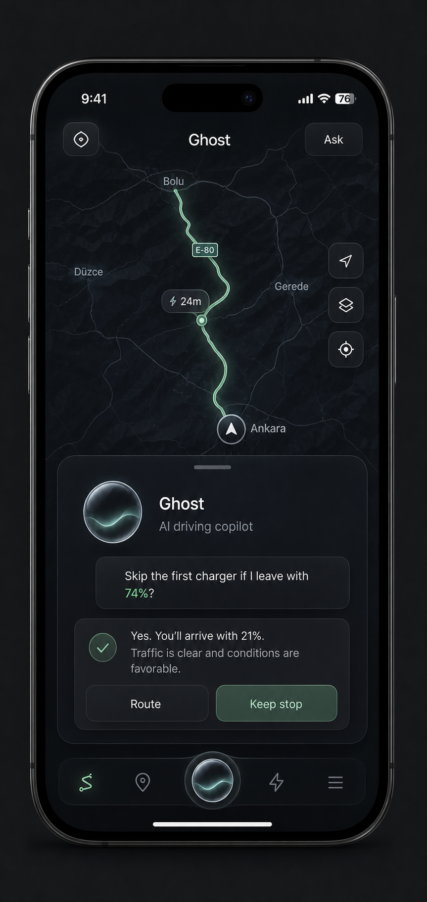 Orontes Drive Ghost AI copilot screenshot with assistant overlay.